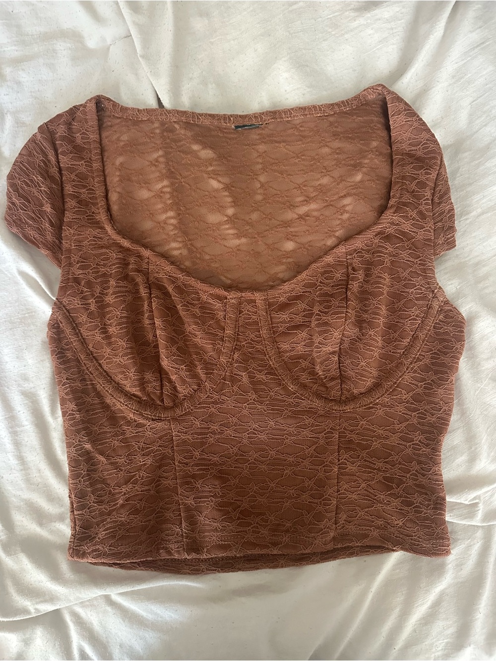 Target Rose-Brown Lace Bustier Crop Top
